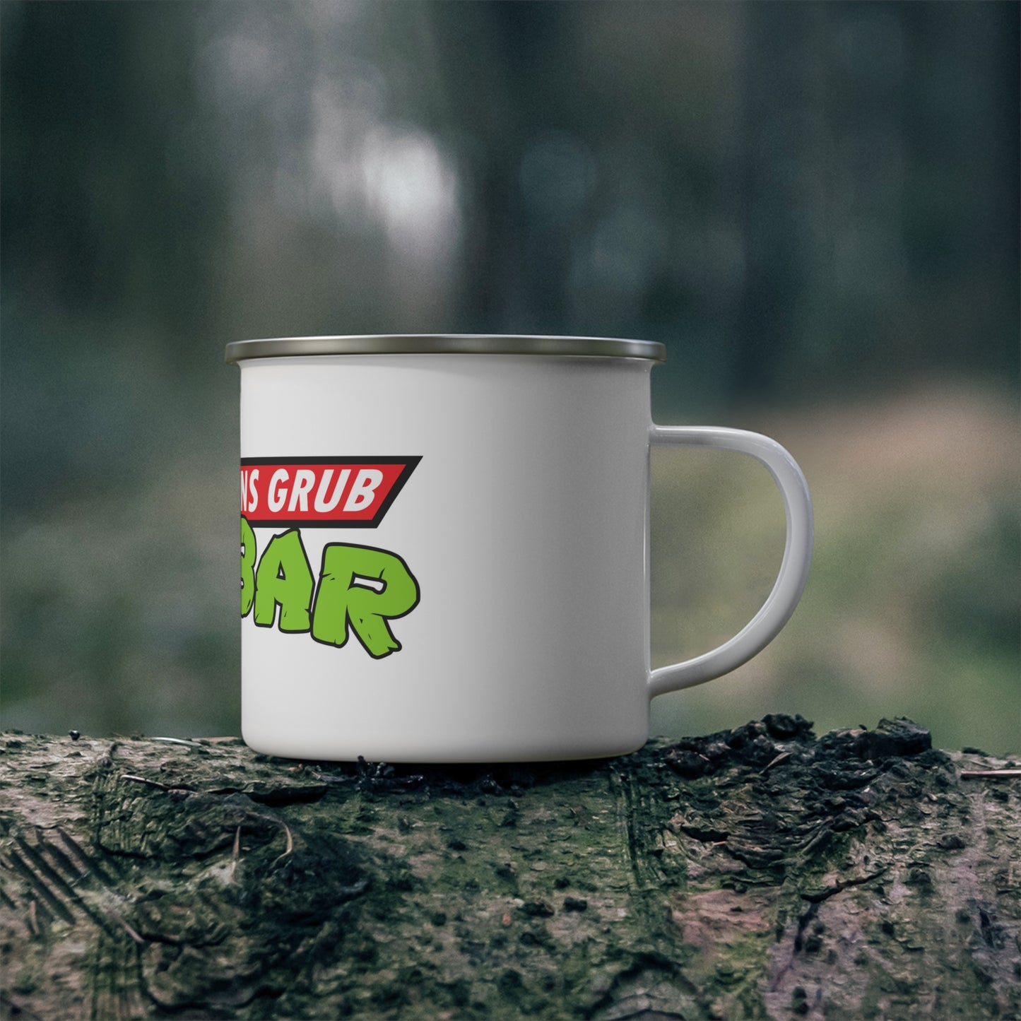 Recbar in a Halfshell 12oz Enamel Camping Mug